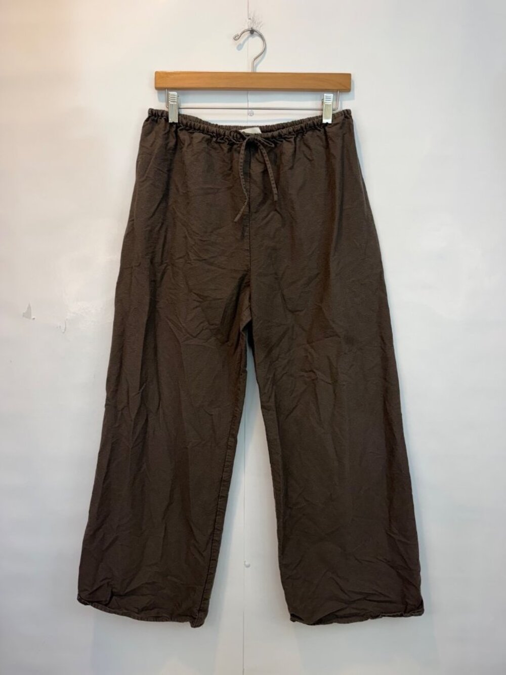DISSH Women's Chocolate Brown Cotton Poplin Wide Leg Drawstring Pant Size 6